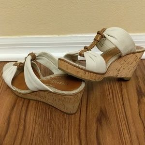 Sperry Top-Sider tan leather cork wedges